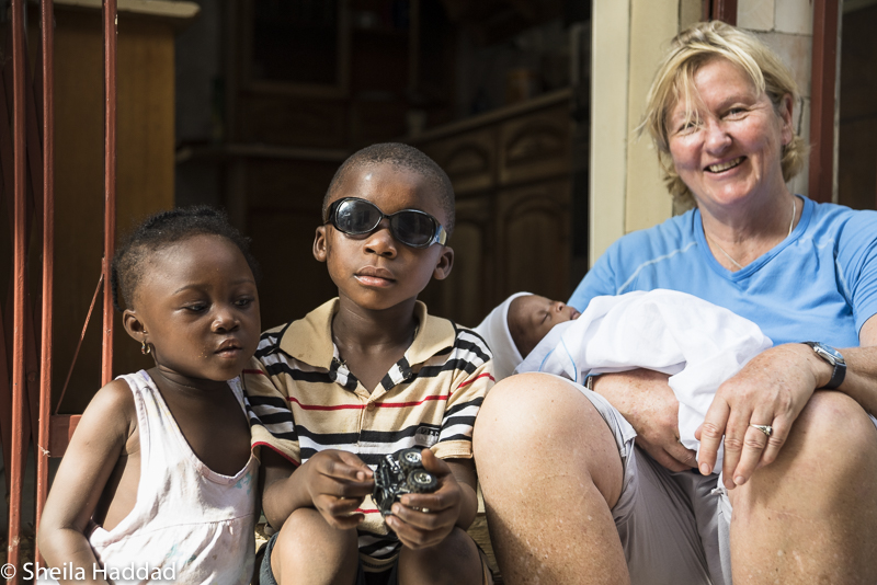 Gillian with Kwame and Emmanuela.